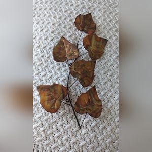TWO- 1970's Brass copper toned leaves wall decor (Set of 2)